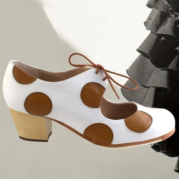 Zapato de Flamenco Lunares Cordones