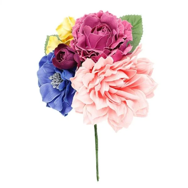 Flor Ramillete Azul y Rosa