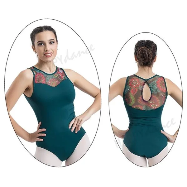 Maillot Ballet clásico Flor Hibisco Turquesa
