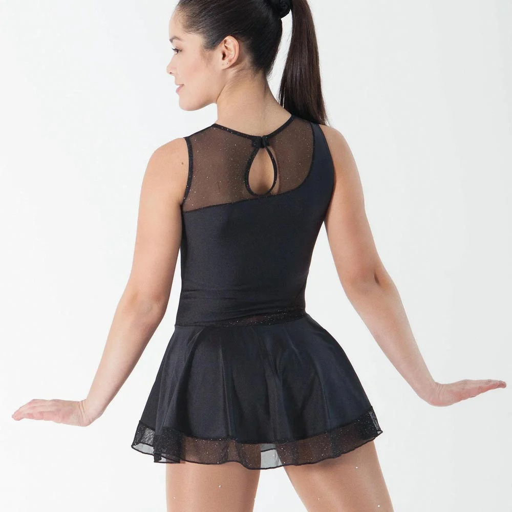 Maillot básico negro patinaje con falda sin mangas - Imagen 2