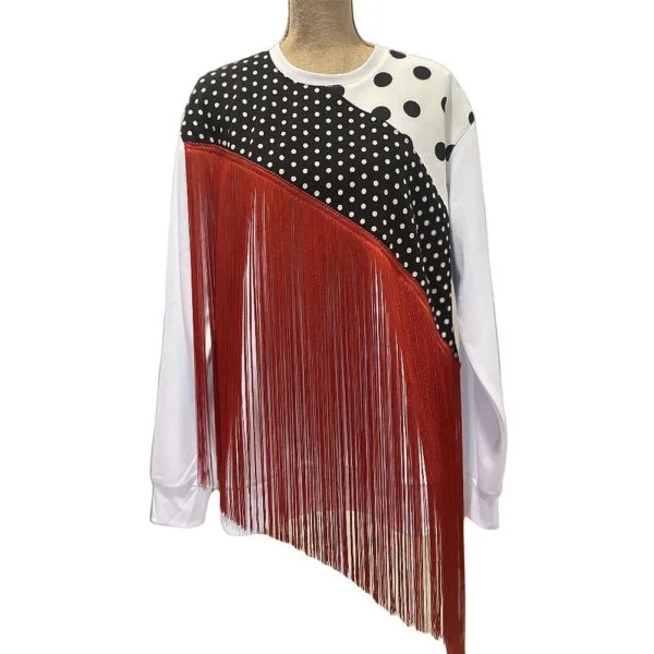 Sudadera Flecos Rojos de Pilar Frías
