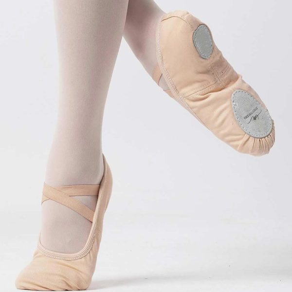 Zapatillas de Ballet media punta en lona elástica y suela partida