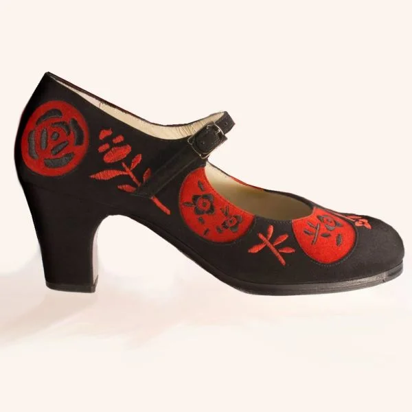 Zapato Flamenco Lunas Bordadas