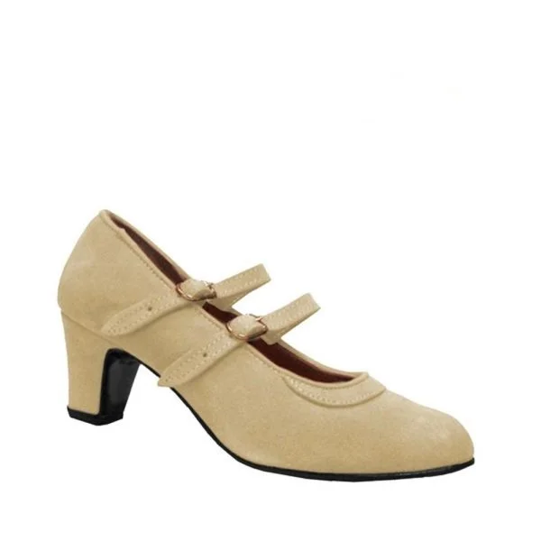 Zapato de flamenco Doble Hebilla Beige